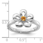 Sterling Silver Stackable Expressions Polished Citrine Flower Ring
