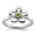Sterling Silver Stackable Expressions Polished Peridot Flower Ring
