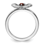 Sterling Silver Stackable Expressions Polished Garnet Flower Ring