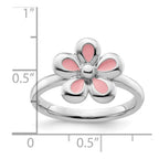 Sterling Silver Stackable Expressions Polished Pink Enameled Flower Ring