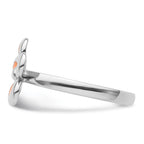 Sterling Silver Stackable Expressions Polished Orange Enameled Flower Ring
