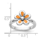 Sterling Silver Stackable Expressions Polished Orange Enameled Flower Ring