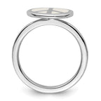 SS Stackable Expressions Polished White Enameled Peace Sign Ring
