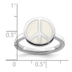 SS Stackable Expressions Polished White Enameled Peace Sign Ring