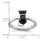 Sterling Silver Stackable Expressions Polished Black Enameled Cat Ring