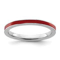 Sterling Silver Stackable Expressions Red Enameled 2.25mm Ring