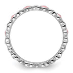 Sterling Silver Stackable Expressions Pink & White Enamel Heart Ring