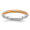 Sterling Silver Stackable Expressions Orange Enamel Ring