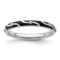 Sterling Silver Stackable Expressions Black Enamel Ring