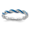 Sterling Silver Stackable Expressions Blue Enamel Ring