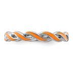 Sterling Silver Stackable Expressions Orange Enamel Ring