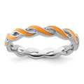 Sterling Silver Stackable Expressions Orange Enamel Ring
