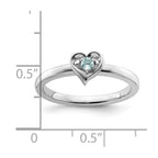 Sterling Silver Stackable Expressions Aquamarine Heart Ring