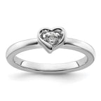 Sterling Silver Stackable Expressions White Topaz Heart Ring
