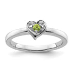 Sterling Silver Stackable Expressions Peridot Heart Ring