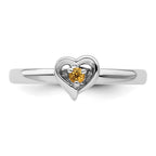 Sterling Silver Stackable Expressions Citrine Heart Ring