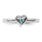 Sterling Silver Stackable Expressions Blue Topaz Heart Ring