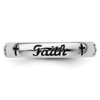 Sterling Silver Stackable Expressions Black Enamel Faith Ring