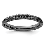 Sterling Silver Stackable Expressions Ruthenium-plated Patterned Ring