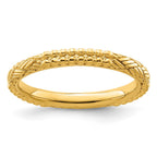 Sterling Silver Stackable Expressions Gold-plated Patterned Ring