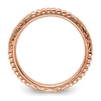 Sterling Silver Stackable Expressions Rose Gold-plated Patterned Ring