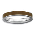 Sterling Silver Stackable Expressions Brown Enameled 3.25mm Ring