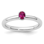 Sterling Silver Stackable Expressions Created Ruby Single Stone Ring