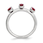 Sterling Silver Stackable Expressions Created Ruby Three Stone Ring