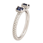 Sterling Silver Stackable Expressions Created Sapphire Two Stone Ring