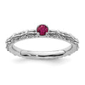 Sterling Silver Stackable Expressions Created Ruby Single Stone Ring