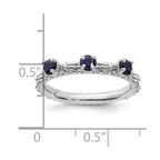 Sterling Silver Stackable Expressions Created Sapphire Three Stone Ring