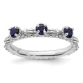 Sterling Silver Stackable Expressions Created Sapphire Three Stone Ring