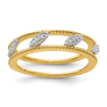 Sterling Silver Stackable Expressions Gold-plated Diamond Jacket Ring