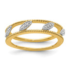 Sterling Silver Stackable Expressions Gold-plated Diamond Jacket Ring