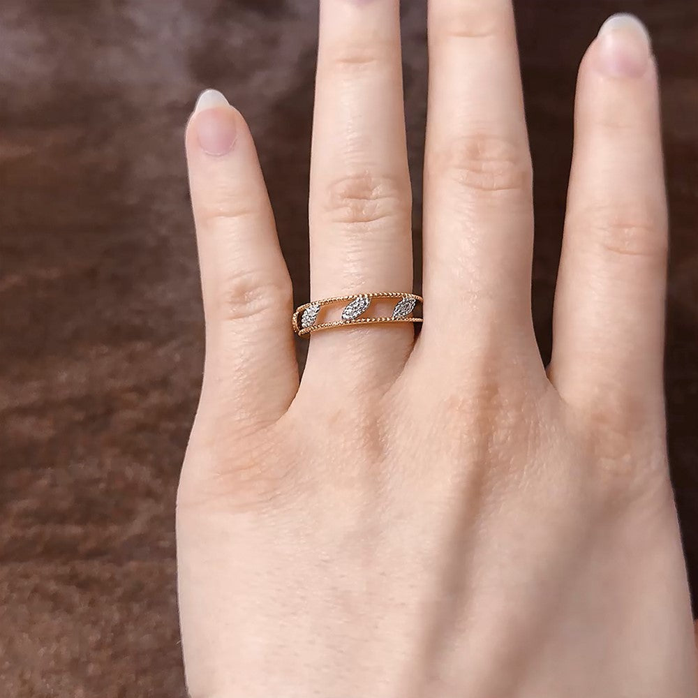 Sterling Silver Stackable Expressions Rose Gold-plated Diamond Jacket Ring