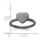 Sterling Silver Stackable Expressions Ruthenium-plated Heart Diamond Ring