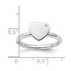 Sterling Silver Stackable Expressions Rhodium-plated Heart Diamond Ring