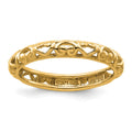 Sterling Silver Stackable Expressions Gold-plated Carved Ring