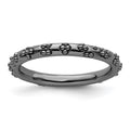 Sterling Silver Stackable Expressions Black-plated Textured Ring