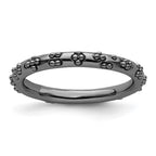 Sterling Silver Stackable Expressions Black-plated Textured Ring