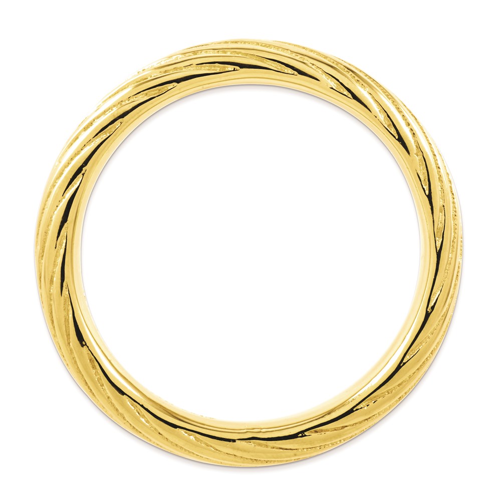 Sterling Silver Stackable Expressions Gold-plated Textured Ring