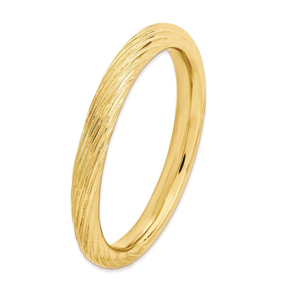 Sterling Silver Stackable Expressions Gold-plated Textured Ring