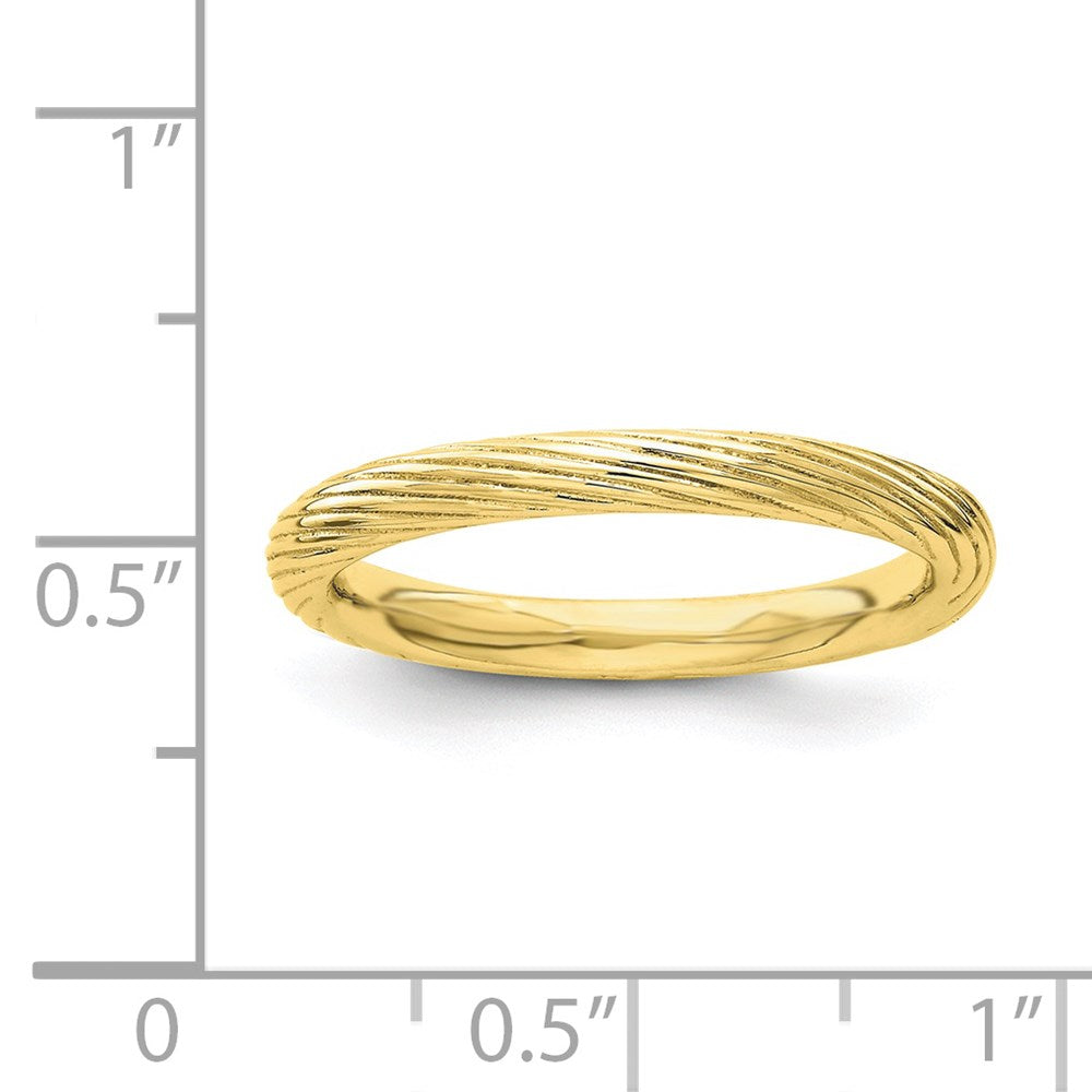 Sterling Silver Stackable Expressions Gold-plated Textured Ring