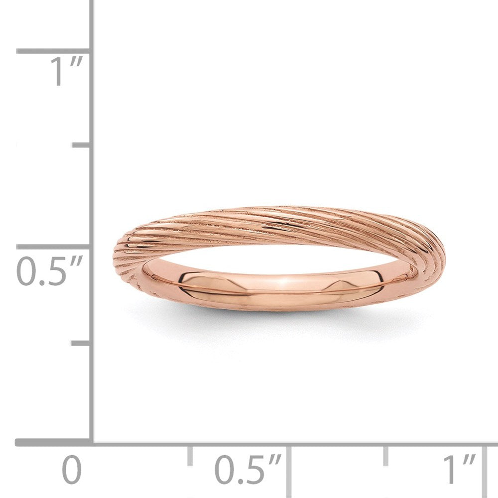 Sterling Silver Stackable Expressions Pink-plated Textured Ring