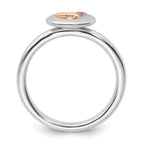 Sterling Silver Stackable Expressions 14k Rose Ribbon Pink Sapphire Ring