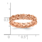 Sterling Silver Stackable Expressions Pink-plated Carved Ring