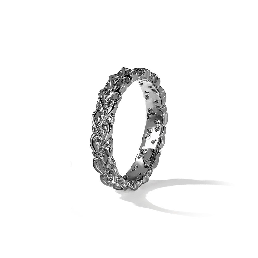 Sterling Silver Stackable Expressions Black-plated Carved