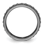 Sterling Silver Stackable Expressions Black-plated Carved Band