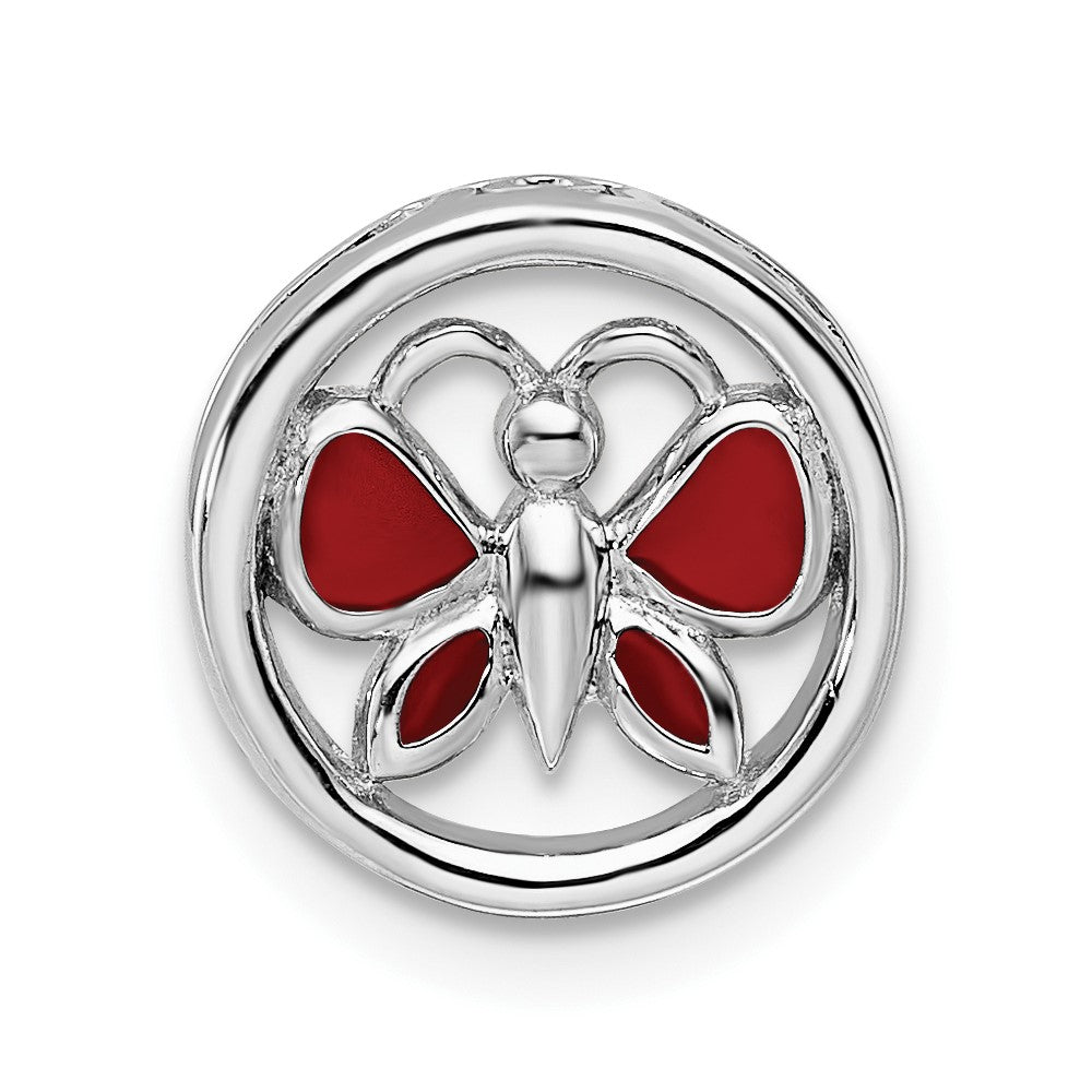 Sterling Silver Stackable Expressions Small Red Butterfly Chain Slide