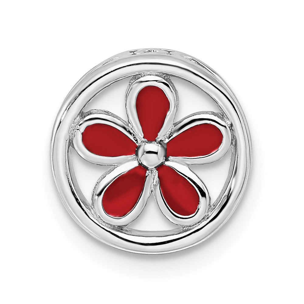 Sterling Silver Stackable Expressions Sm Red Enameled Flower Chain Slide